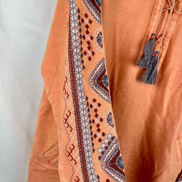 Tru Luxe Jeans Peach Long Sleeve Embroidered Top XL - Picture 2 of 13